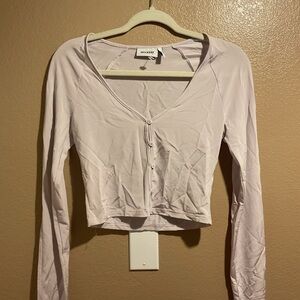 Weekday Lavender Contour Cropped Nicole Cardigan Style Longsleeve A1